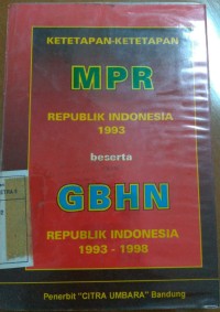 Image of Ketetapan-ketetapan MPR RI 1993 termasuk GBHN RI